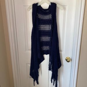 Purple Crocheted Vest w/ Fringe, One Size, NWOT!